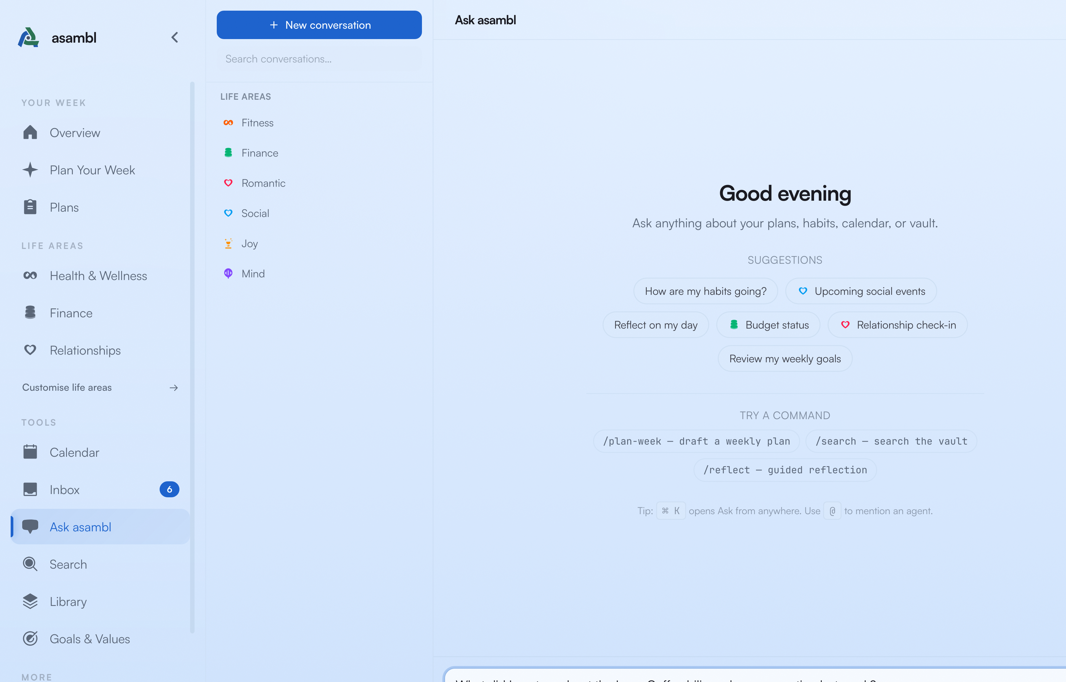 Ask asambl response with citations to your notes linked inline
